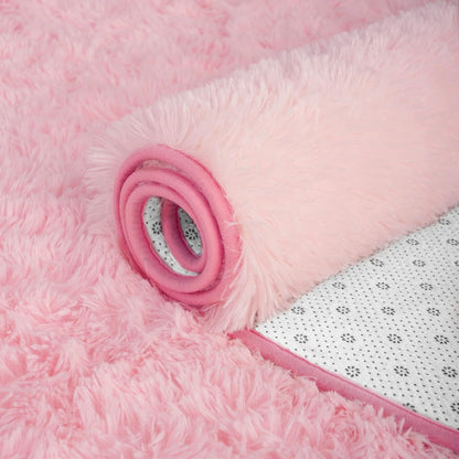 Oval Fluffy Rug Carpets for Kids Bedroom,2.6x5.4ft,Pink