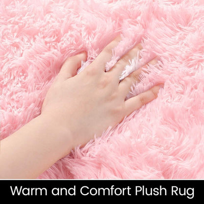 Oval Fluffy Rug Carpets for Kids Bedroom,2.6x5.4ft,Pink