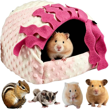 Small Pet Hideout No Bottom Guinea Pig Rabbit Cave Toilet Cover (Pink,Small)