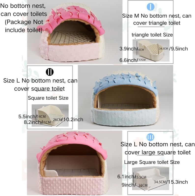 Small Pet Hideout No Bottom Guinea Pig Rabbit Cave Toilet Cover (Pink,Small)