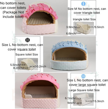 Small Pet Hideout No Bottom Guinea Pig Rabbit Cave Toilet Cover (Pink,Small)
