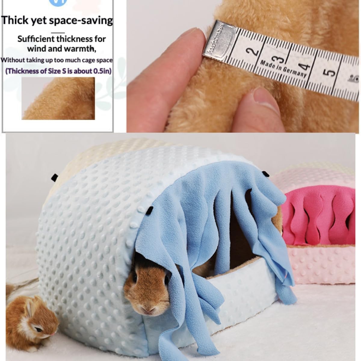 Small Pet Hideout No Bottom Guinea Pig Rabbit Cave Toilet Cover (Pink,Small)