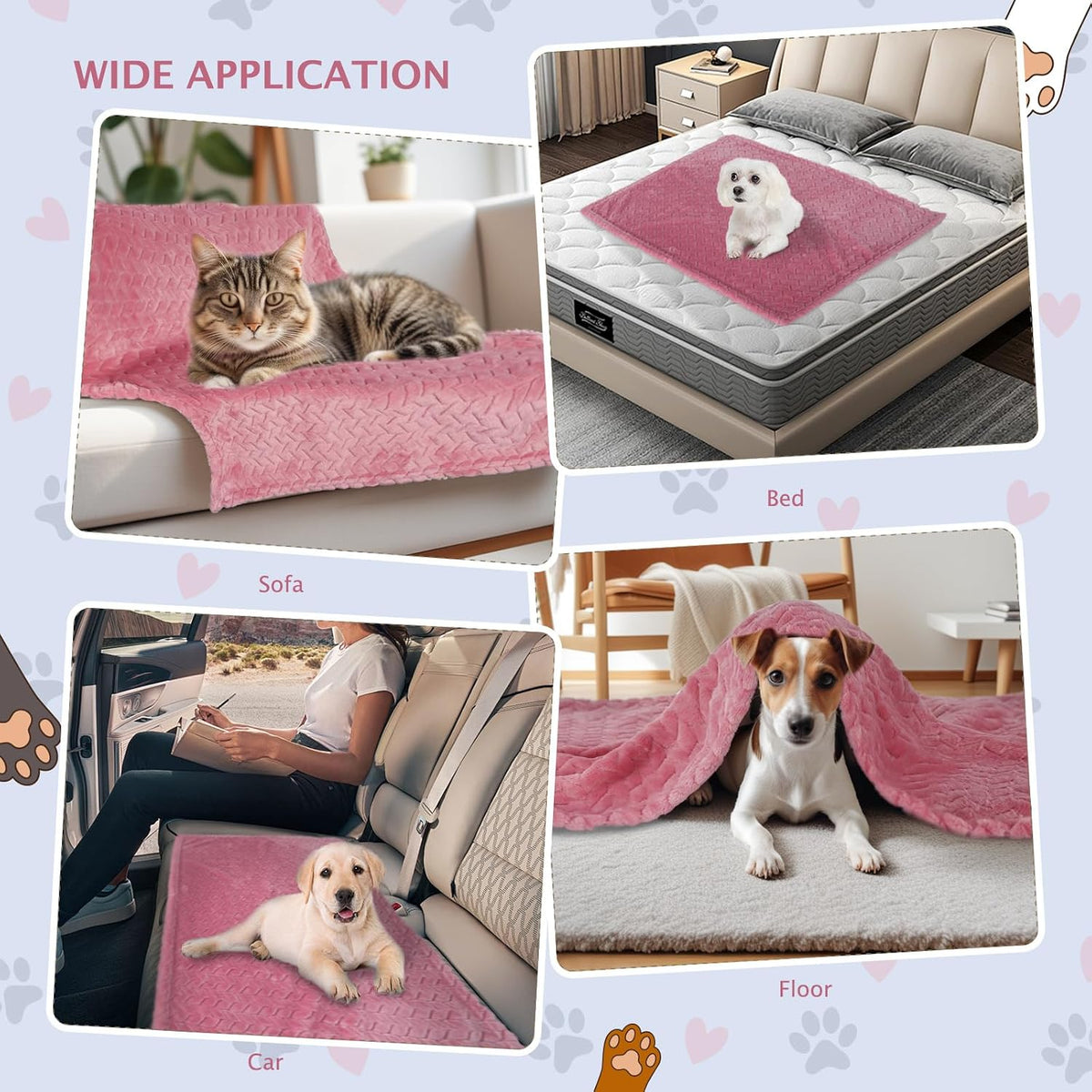 6 Pack Small Dog Blanket, Super Soft Warm Pet Cover Blankets, Wheat Ears Print Puppy Fleece Flannel Blanket for Small Medium Dogs and Cats MW003