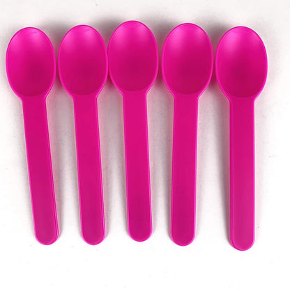 50-Pack Disposable Plastic Dessert Spoons – 5.9" Pink Spoons for Ice Cream, Frozen Yogurt, Cereal, and Party Use