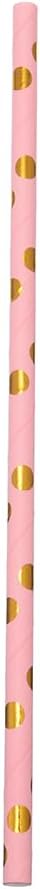 200 Pink Party Supplies - Disposable Dinnerware Set Serves 25, Gold Dots on Pink Paper Plates, Cups & Napkins, Wooden Knives, Spoons & Forks for Baby Shower, Wedding or Bridal Shower