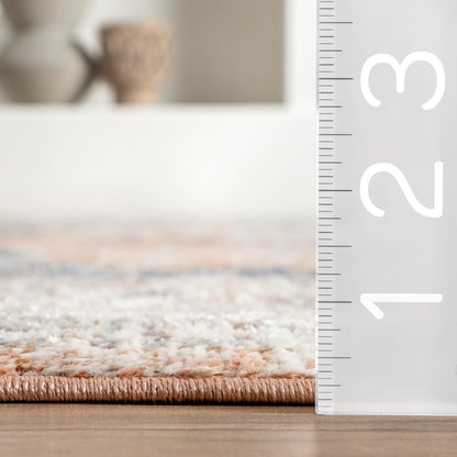Jacquie Peach Medallion Power Loomed Area Rug, 9' x 12'
