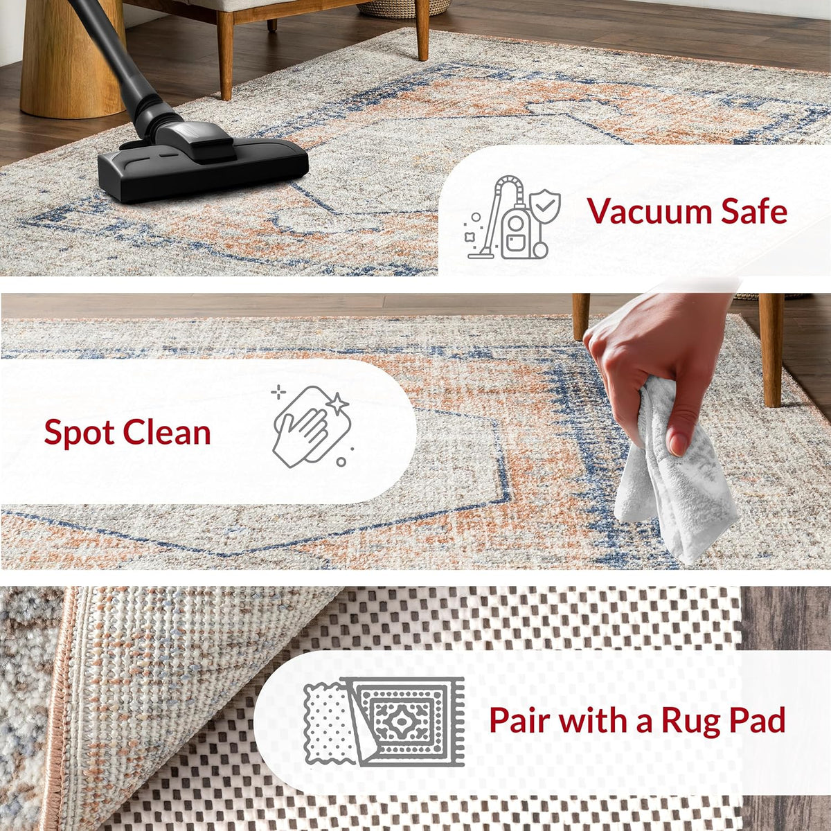 Jacquie Peach Medallion Power Loomed Area Rug, 9' x 12'