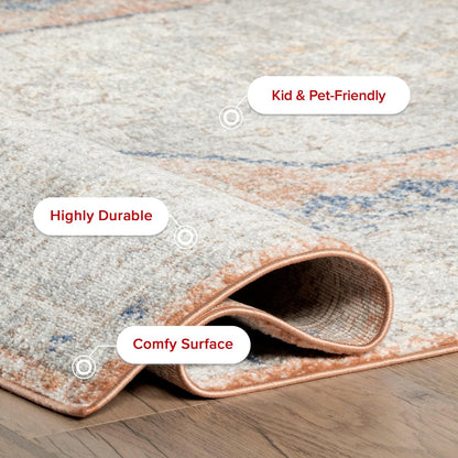 Jacquie Peach Medallion Power Loomed Area Rug, 9' x 12'