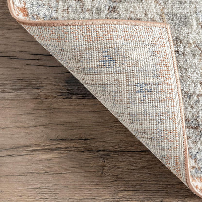 Jacquie Peach Medallion Power Loomed Area Rug, 9' x 12'