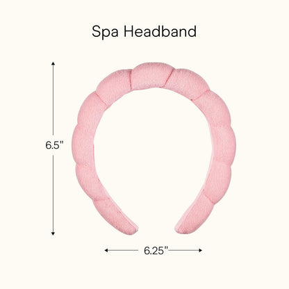 Spa Makeup and Face Washing Headband, Pink Bubble Design, 1 Count, Ultra-Absorbent Microfiber Headband for Washing Face, Soft Terry Cloth, No-Squeeze, No-Pull Band Gentle on Hair and Head