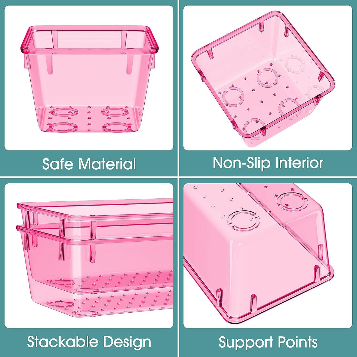 25 PCS Plastic Drawer Organizer Set, Makeup Organizers and Storage Bins