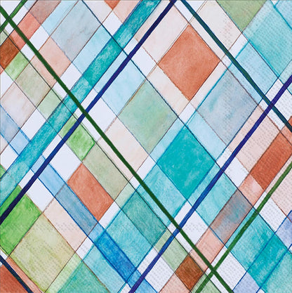 IHR Ideal Home Range Party Napkins Disposable 3-Ply Paper Lunch Napkin Pack, 6.5" x 6.5", Madras Plaid, 20-Count