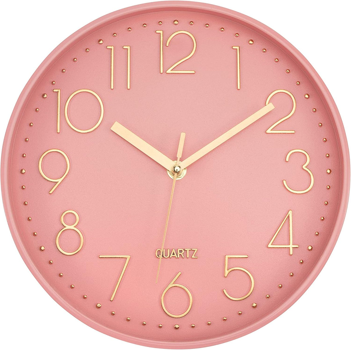 Lumuasky Pink Wall Clock Modern Battery Operated Analog Small Cute Silent Non-Ticking Decorative Clock for School Office Classroom Bedroom Kitchen Living Room Nursery Decor (10 inch)