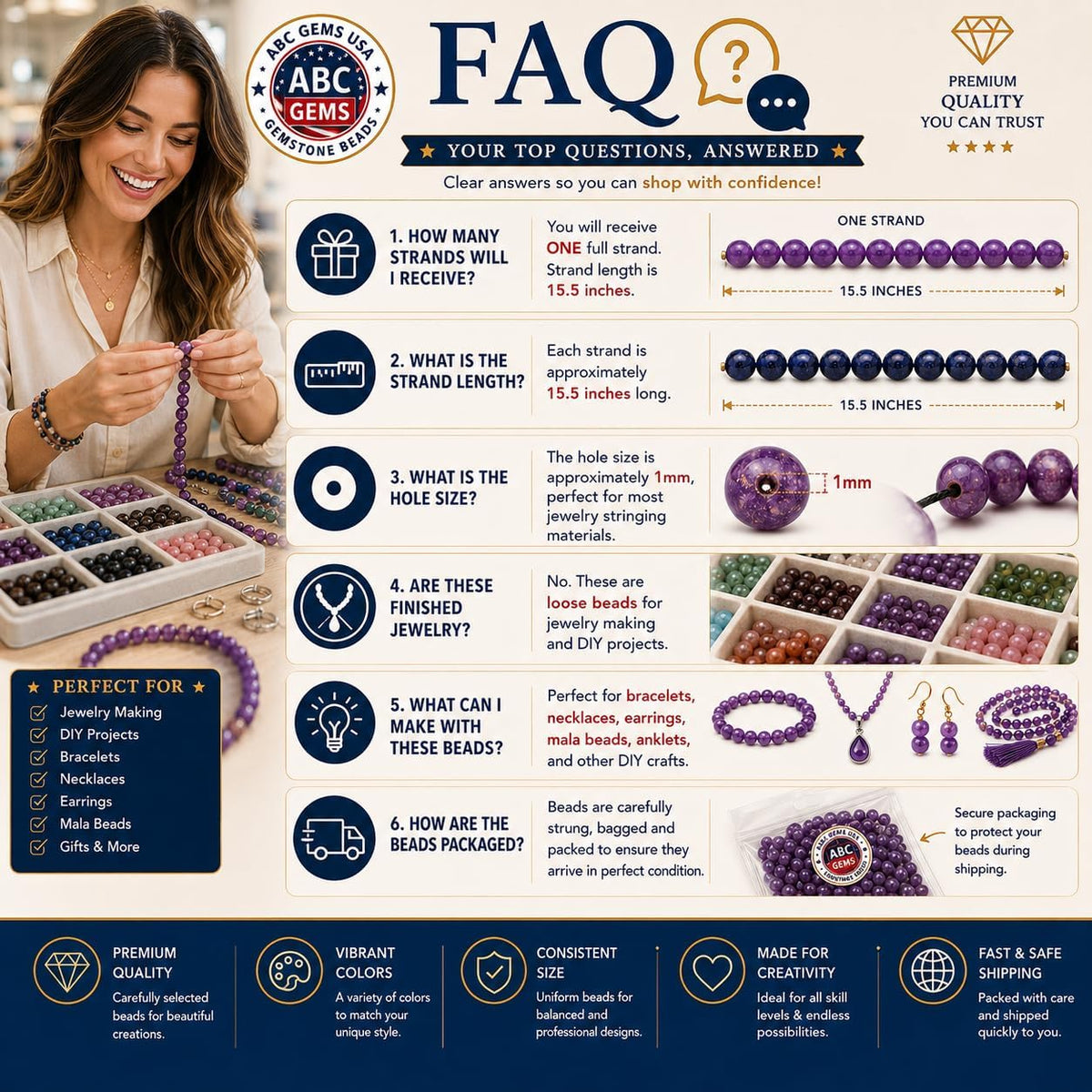 ABCGEMS Matte Seven Chakra Beads (The Ultimate Combination of The Strongest Energy Stones) Honey Citrine, Peach Moonstone, Amethyst, Apatite, Lapis, Carnelian, Aventurine - Smooth Round 6mm