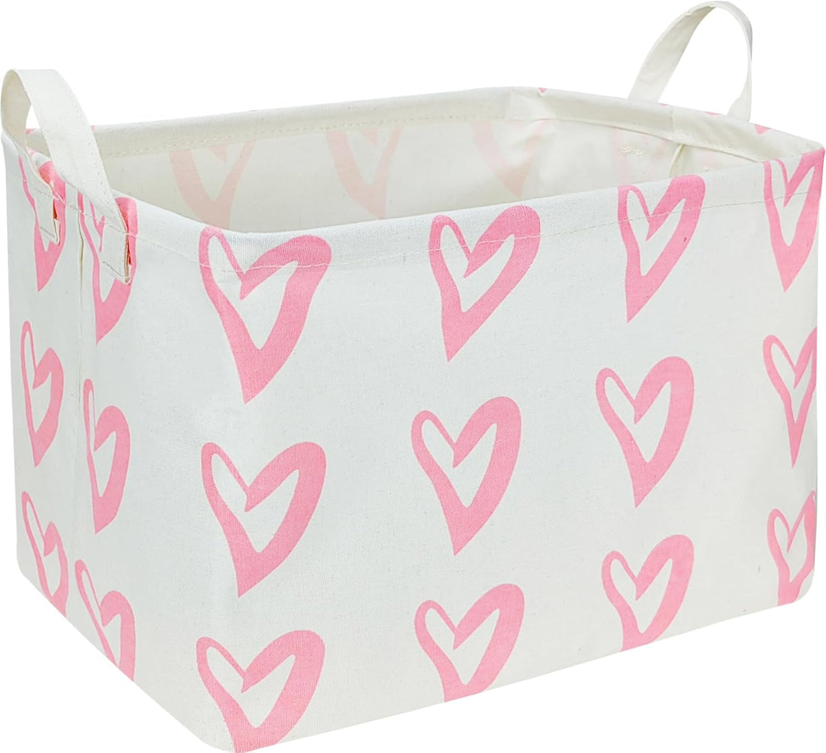 Rectangular Pink Heart Basket Empty, Storage Bin, Waterproof Book Box, Gift Basket(Pink Heart)