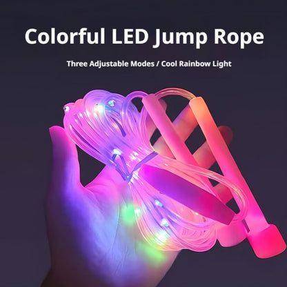 Led Light Up Jump Rope for Kids & Adults- Rechargeable Glowing Skipping Rope With 3 Adjustable Rainbow Glow Modes for Make Nighttime Cardio Fun, Lightweight Fitness Exercise Equipment