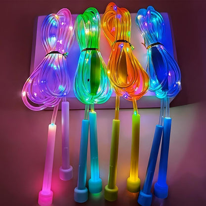 Led Light Up Jump Rope for Kids & Adults- Rechargeable Glowing Skipping Rope With 3 Adjustable Rainbow Glow Modes for Make Nighttime Cardio Fun, Lightweight Fitness Exercise Equipment