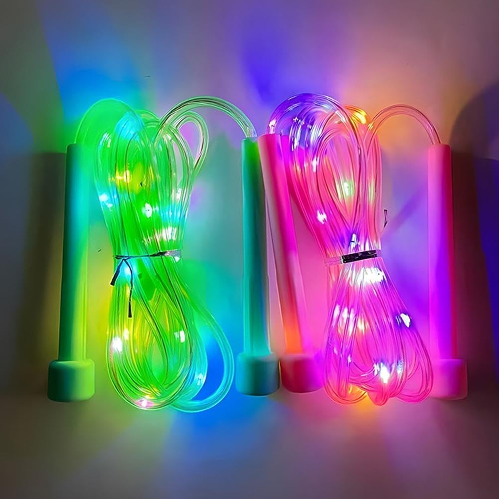 Led Light Up Jump Rope for Kids & Adults- Rechargeable Glowing Skipping Rope With 3 Adjustable Rainbow Glow Modes for Make Nighttime Cardio Fun, Lightweight Fitness Exercise Equipment