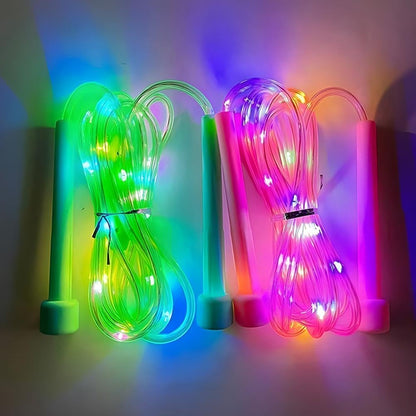 Led Light Up Jump Rope for Kids & Adults- Rechargeable Glowing Skipping Rope With 3 Adjustable Rainbow Glow Modes for Make Nighttime Cardio Fun, Lightweight Fitness Exercise Equipment