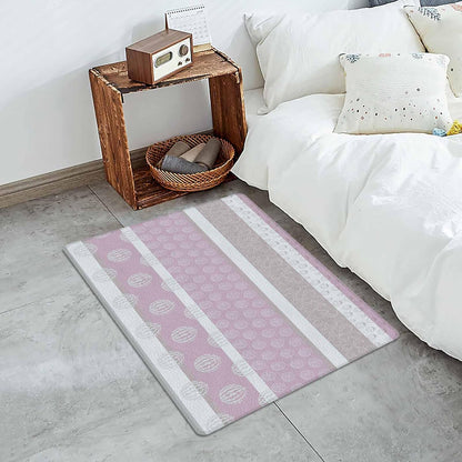 Farm Fruits Antifatigue Kitchen Bath Door Mat Cushioned Runner Rug, Watermelon Lemons Peach Pink Grey Striped Welcome Floor Sink Mat, Waterproof & Non-Slip Comfort Standing Doormat for Kitchen 24"x36"