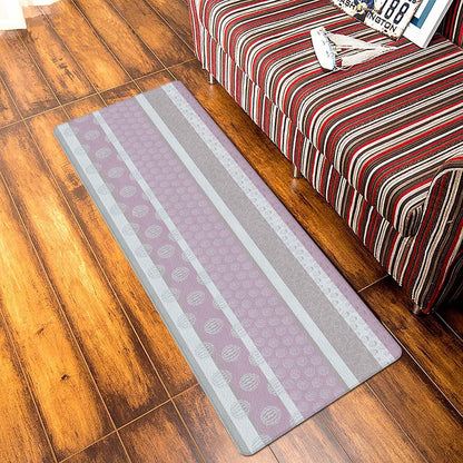 Farm Fruits Antifatigue Kitchen Bath Door Mat Cushioned Runner Rug, Watermelon Lemons Peach Pink Grey Striped Welcome Floor Sink Mat, Waterproof & Non-Slip Comfort Standing Doormat for Kitchen 24"x36"