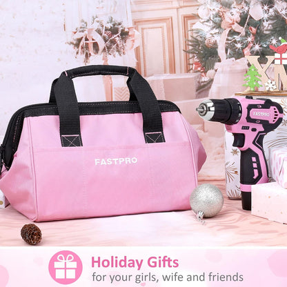 12V Pink Drill Set for Women, Home Tool Set with Bag