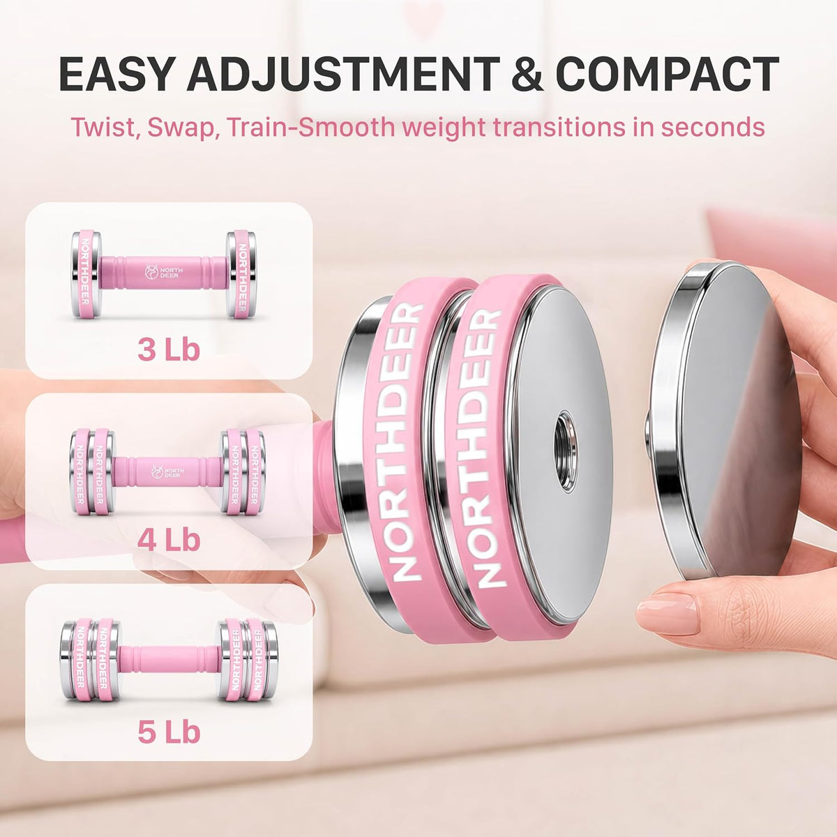 Steel Dumbbells Ultracompact & Adjustable Chrome Dumbbell