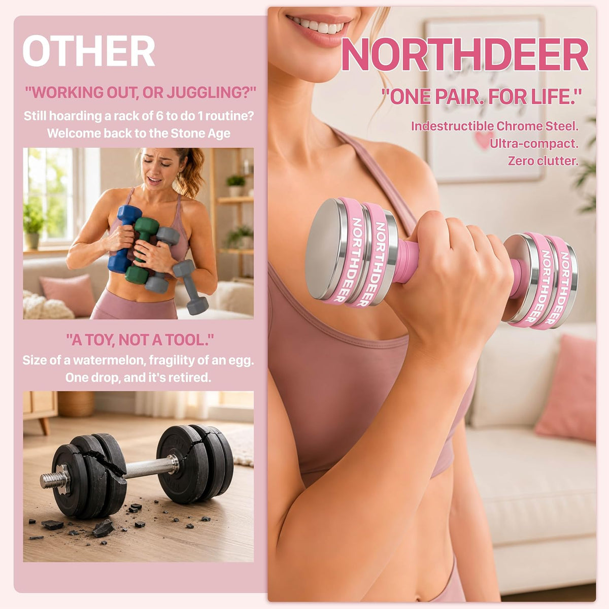 Steel Dumbbells Ultracompact & Adjustable Chrome Dumbbell