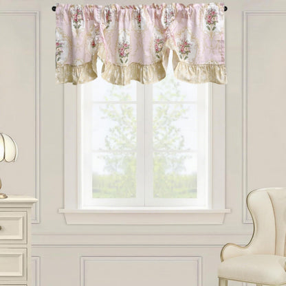 Floral Tie Up Curtains for Kitchen Adjustable Balloon Shade Window Valance