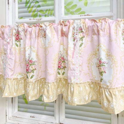 Floral Tie Up Curtains for Kitchen Adjustable Balloon Shade Window Valance