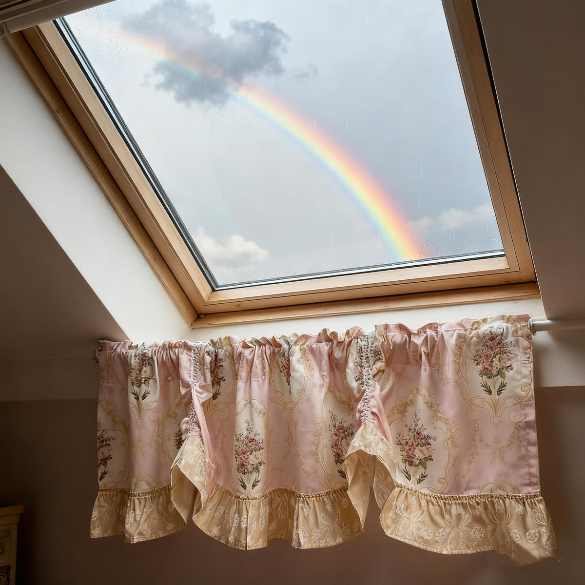 Floral Tie Up Curtains for Kitchen Adjustable Balloon Shade Window Valance