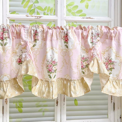 Floral Tie Up Curtains for Kitchen Adjustable Balloon Shade Window Valance
