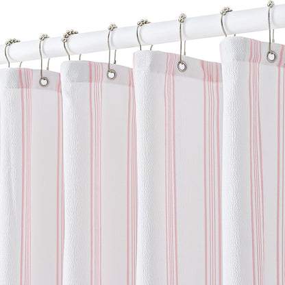 Pink Striped Seersucker Shower Curtain, 72x72 Inch