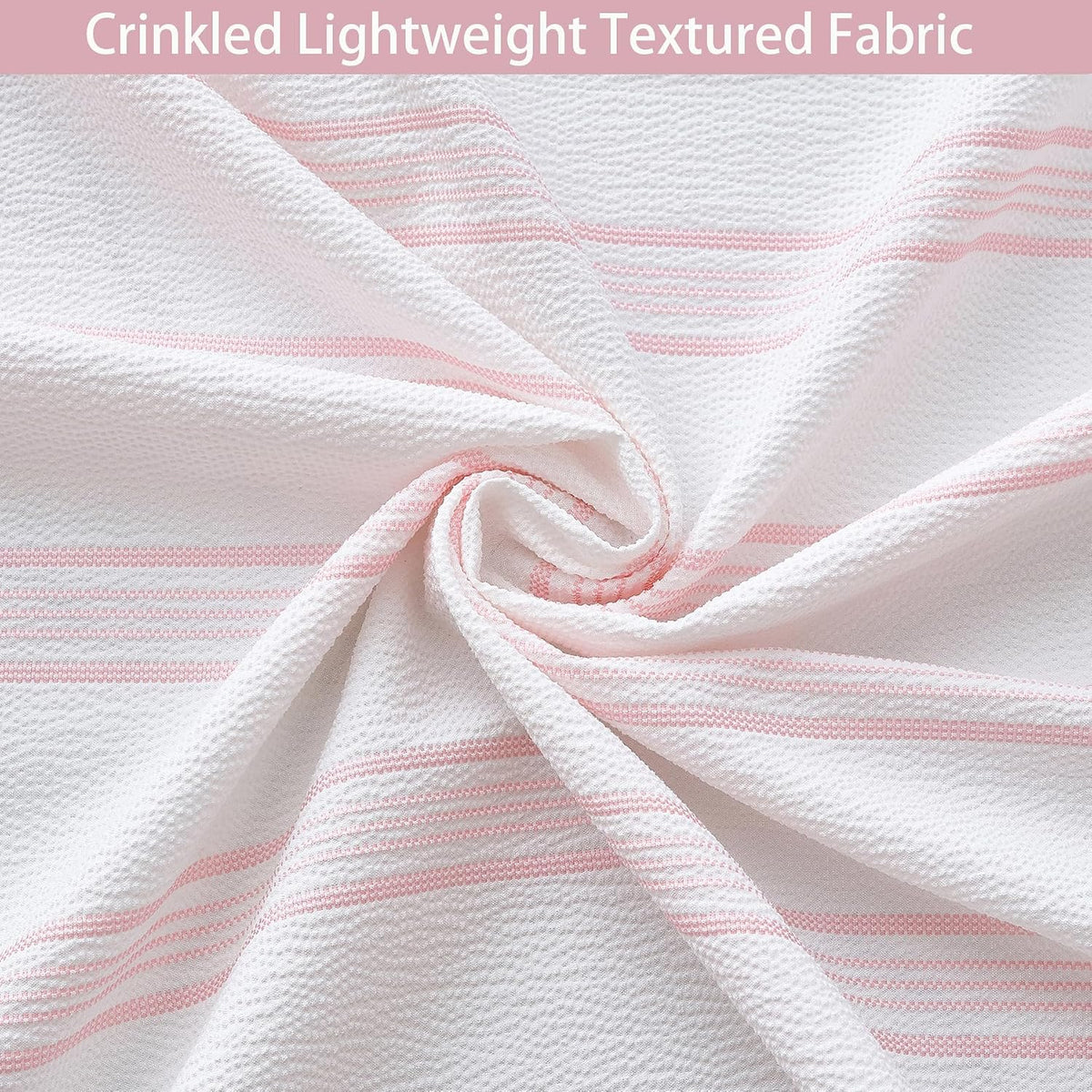 Pink Striped Seersucker Shower Curtain, 72x72 Inch