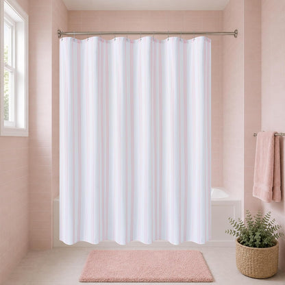 Pink Striped Seersucker Shower Curtain, 72x72 Inch