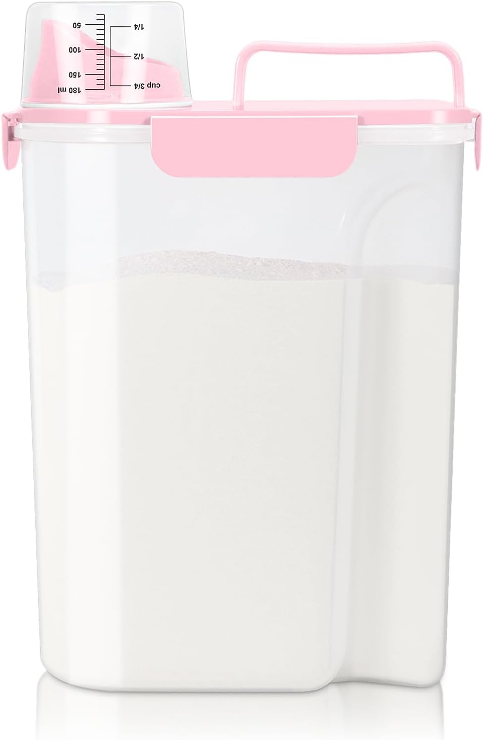 Airtight Rice Container 10 Lbs, Cereal Dispenser, Pet Cat Dog Food Storage Container, Plastic Kitchen Pantry Food Storage Holder with Cup -Pink