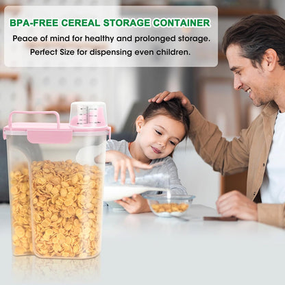 Airtight Rice Container 10 Lbs, Cereal Dispenser, Pet Cat Dog Food Storage Container, Plastic Kitchen Pantry Food Storage Holder with Cup -Pink