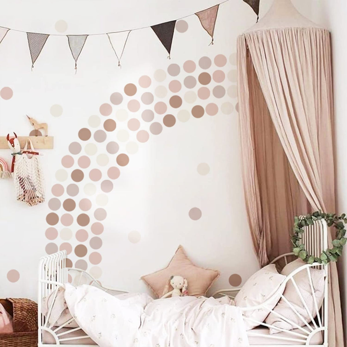 YouRfocus Boho Polka Dot Wall Decals for Girls Room Nursery, Peel and Stick