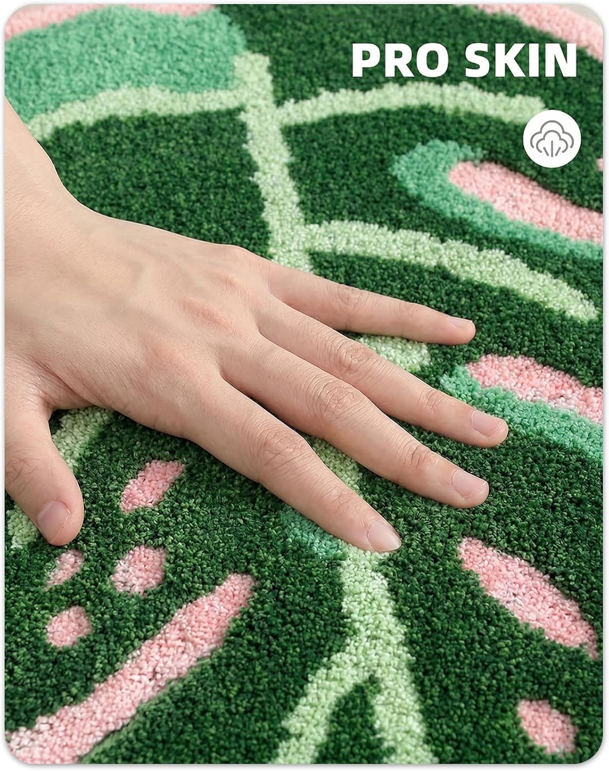 Sisher Monstera Bath Mat Cute Leaf Bath Mat Non Slip Soft Bathtub Mat