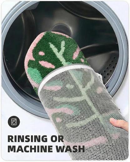 Sisher Monstera Bath Mat Cute Leaf Bath Mat Non Slip Soft Bathtub Mat