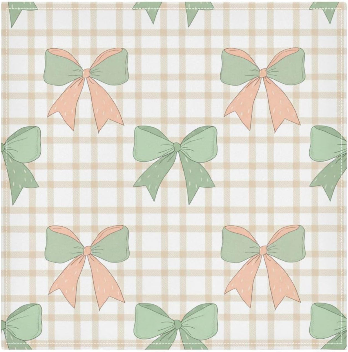 Green Peach Bows Cloth Napkins Set of 6 Washable Dinner Napkin 20x20 Inch Reusable Table Napkins for Home Decor Wedding Fall Dining Table Party