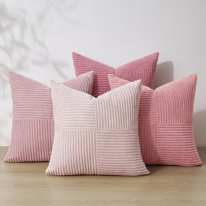 Dustypink Throw Pillow Covers 16x16 Set of 4,Boho Double-Sides Design Decorative Throw Pillow Covers,Light Pink Cushion Cases for Couch Living Room Bedroom and Sofa(40 * 40 cm)