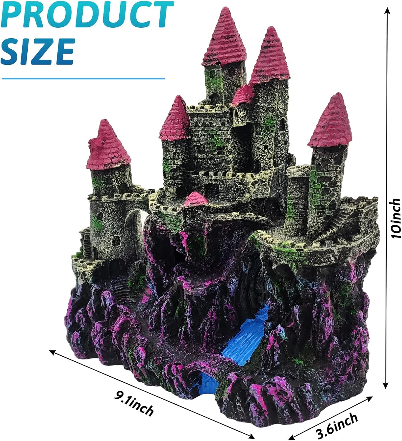 Aquarium Resin Castle Decoration,Fish Tank Driftwood Castle Cave Hideouts House Plants Supplies Accessories(Pink)