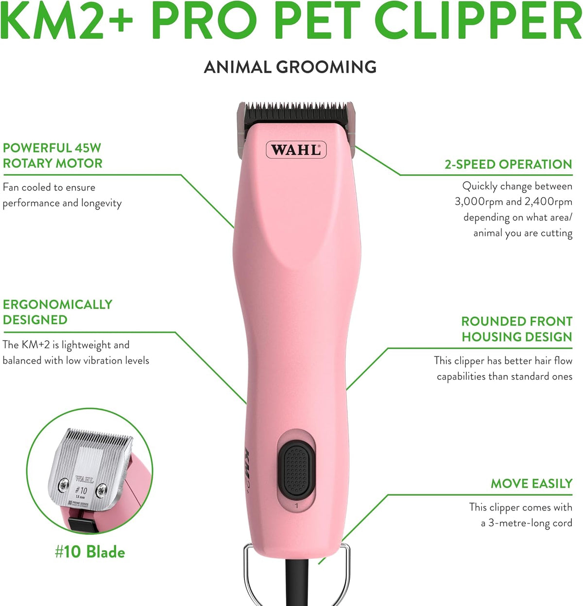 Wahl Pro Animal KM2+ Corded Clipper, Pink