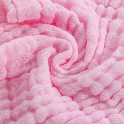 Muslin Baby Blanket Set of 2, 6-Layers 43 x 43 Inches Baby Bath Towel Swaddle Wrap Blankets for Newborn Girls(White & Pink)