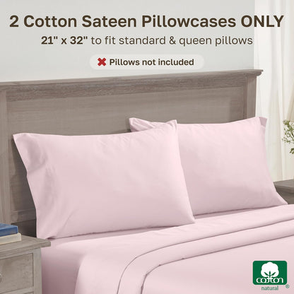 600 TC Set of 2 Standard Size Pillow Cases, Pink