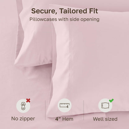 600 TC Set of 2 Standard Size Pillow Cases, Pink