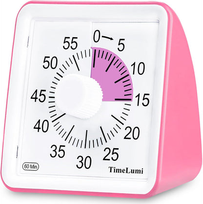 60-Minute Visual Timer for Kids, Management Classroom Timer, Pink