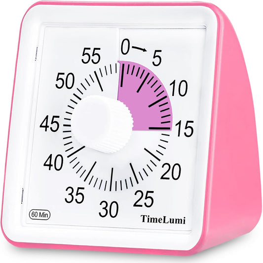 60-Minute Visual Timer for Kids, Management Classroom Timer, Pink