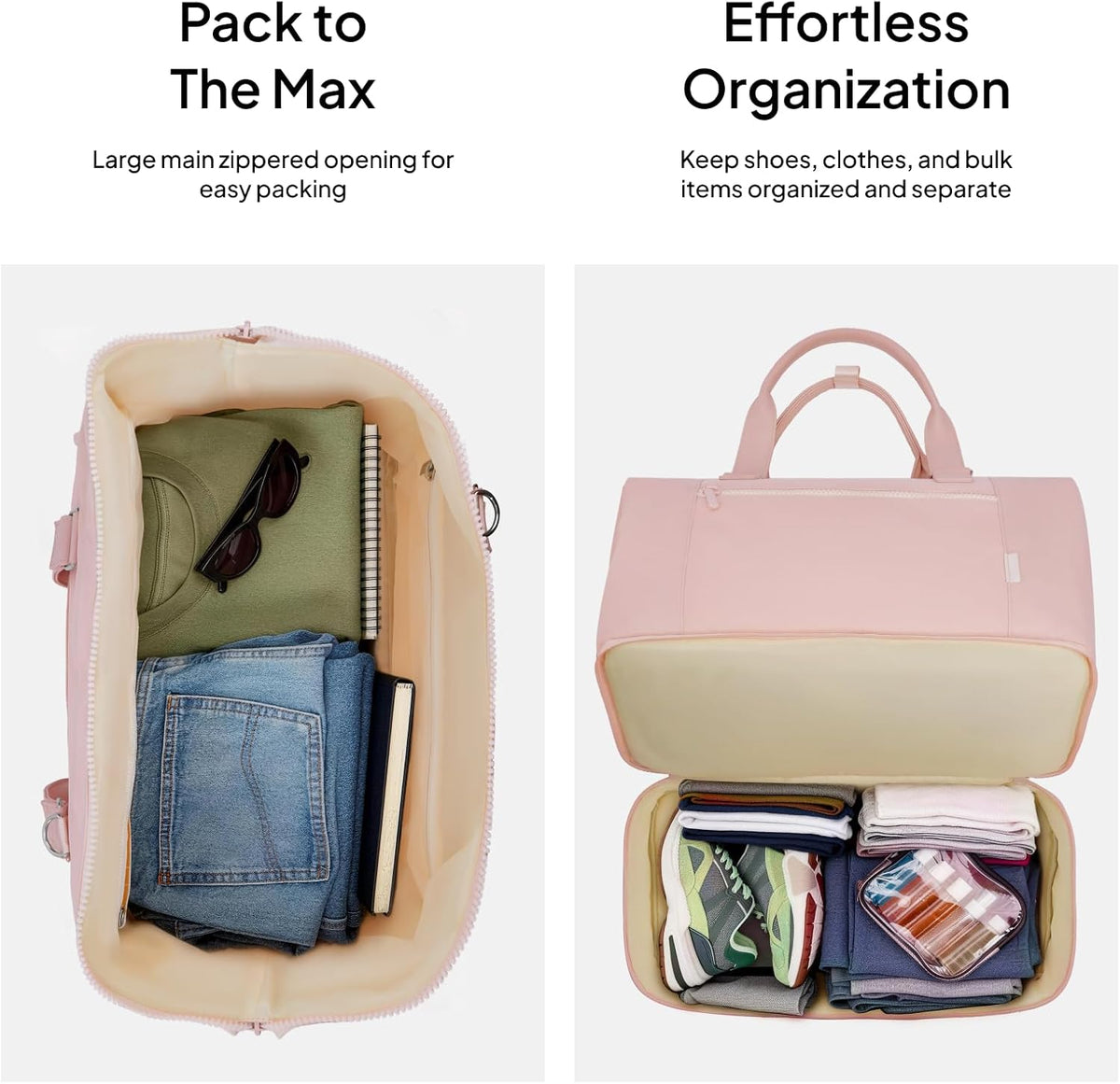 Travel Duffle Bag, Weekender Bags for Women with Shoe Compartment